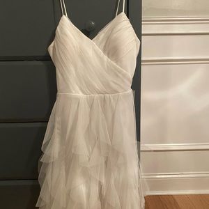 White sweetheart ruched dress